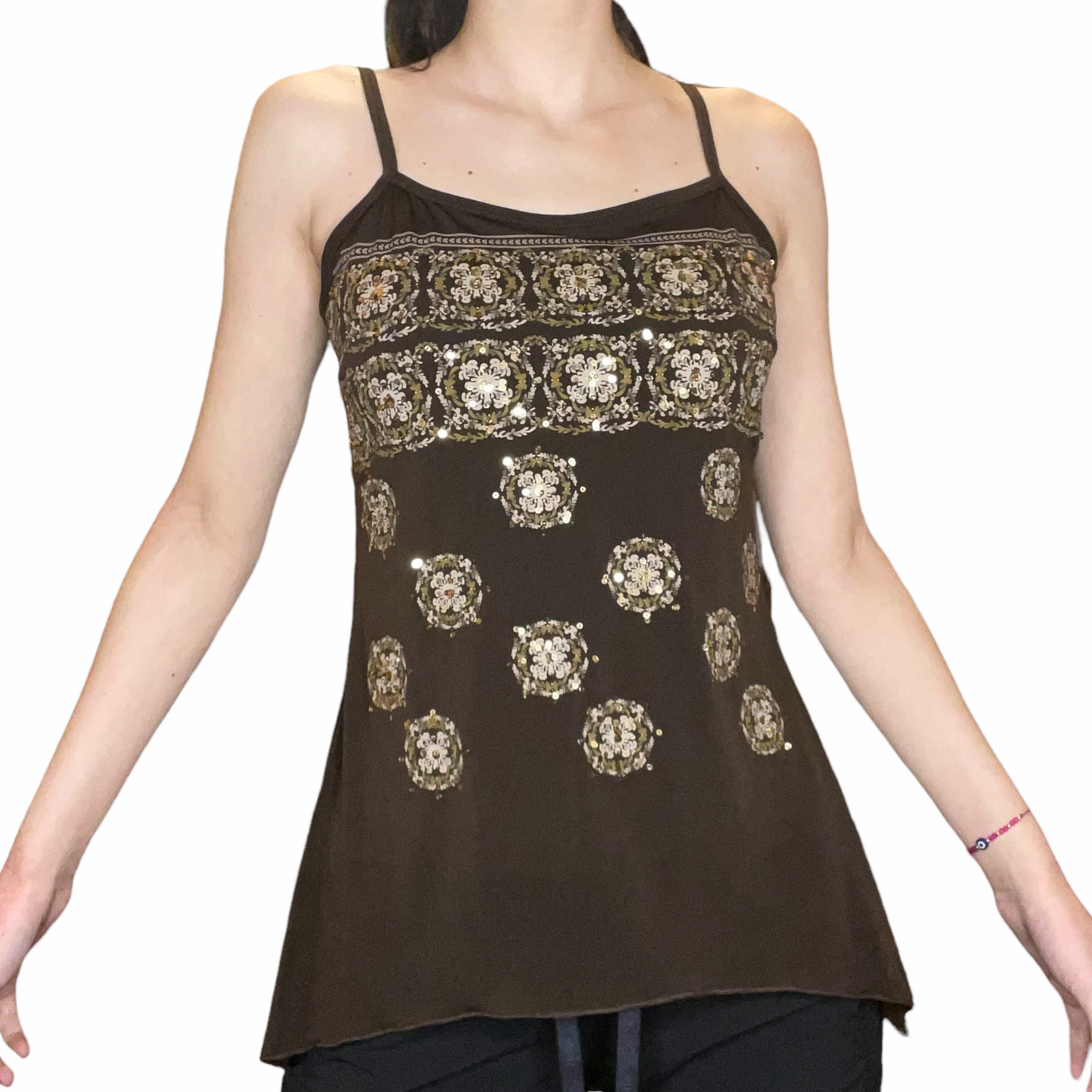 Gold sequin tank