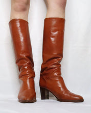 Italian Western Brown Leather Boots (7.5 US/38.5 EU)