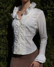 White Ruffle Blouse (M-L) 