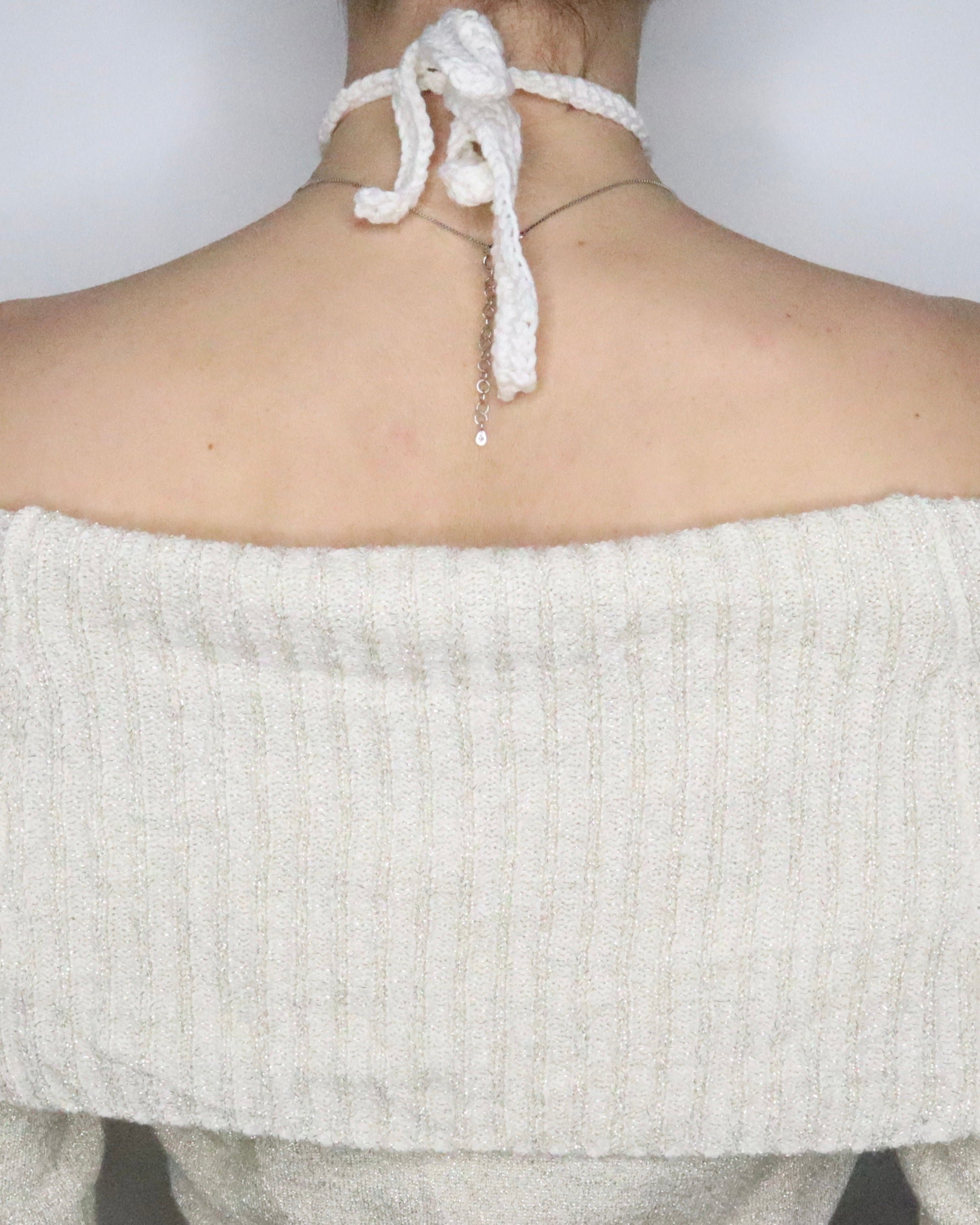 White Crochet Flower Choker 