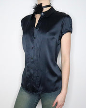 Navy Silk Blouse (Large) 