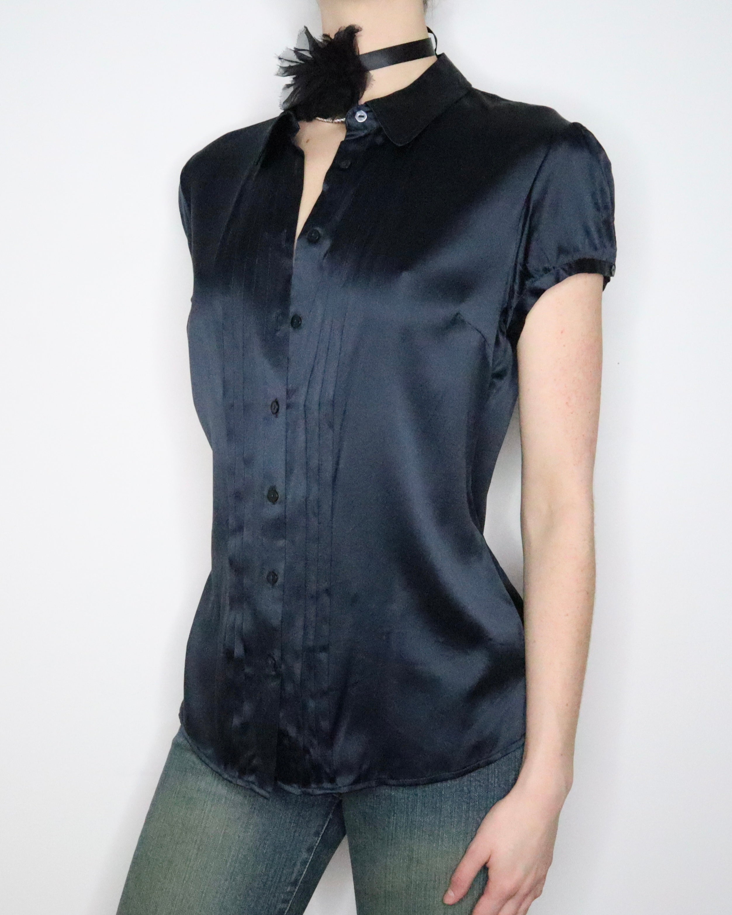Navy Silk Blouse (Large) 