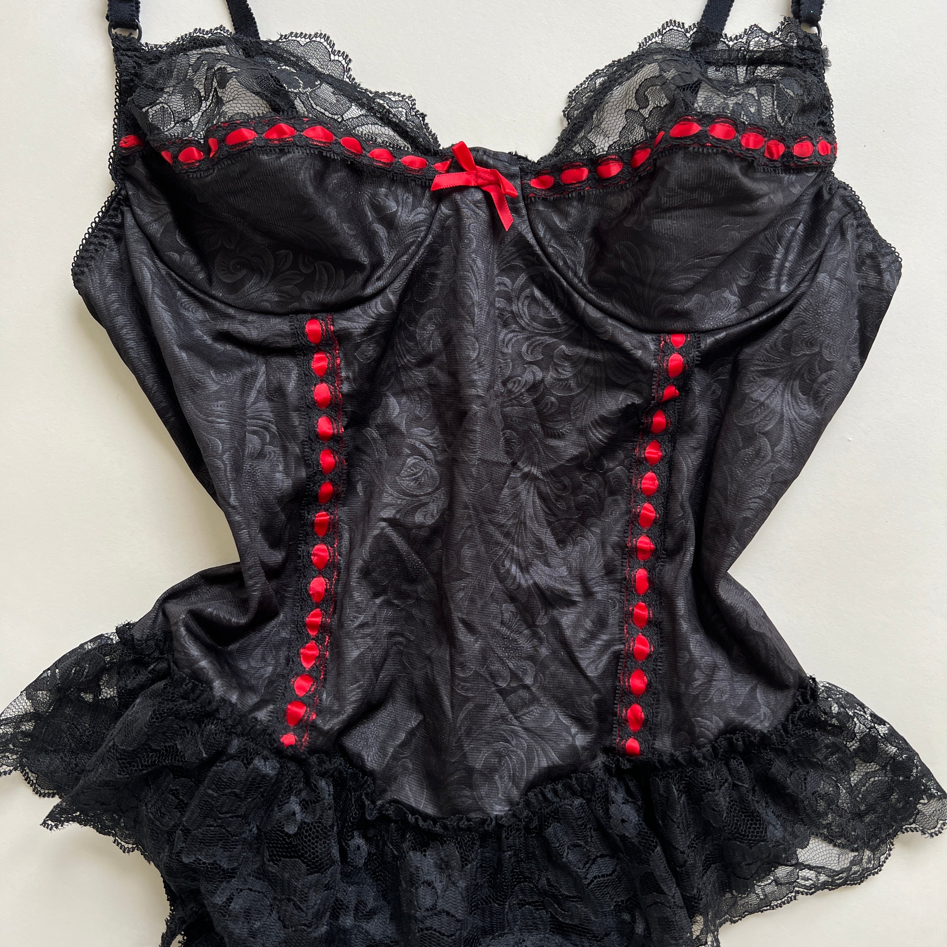 Vintage satin lace bodysuit sz L