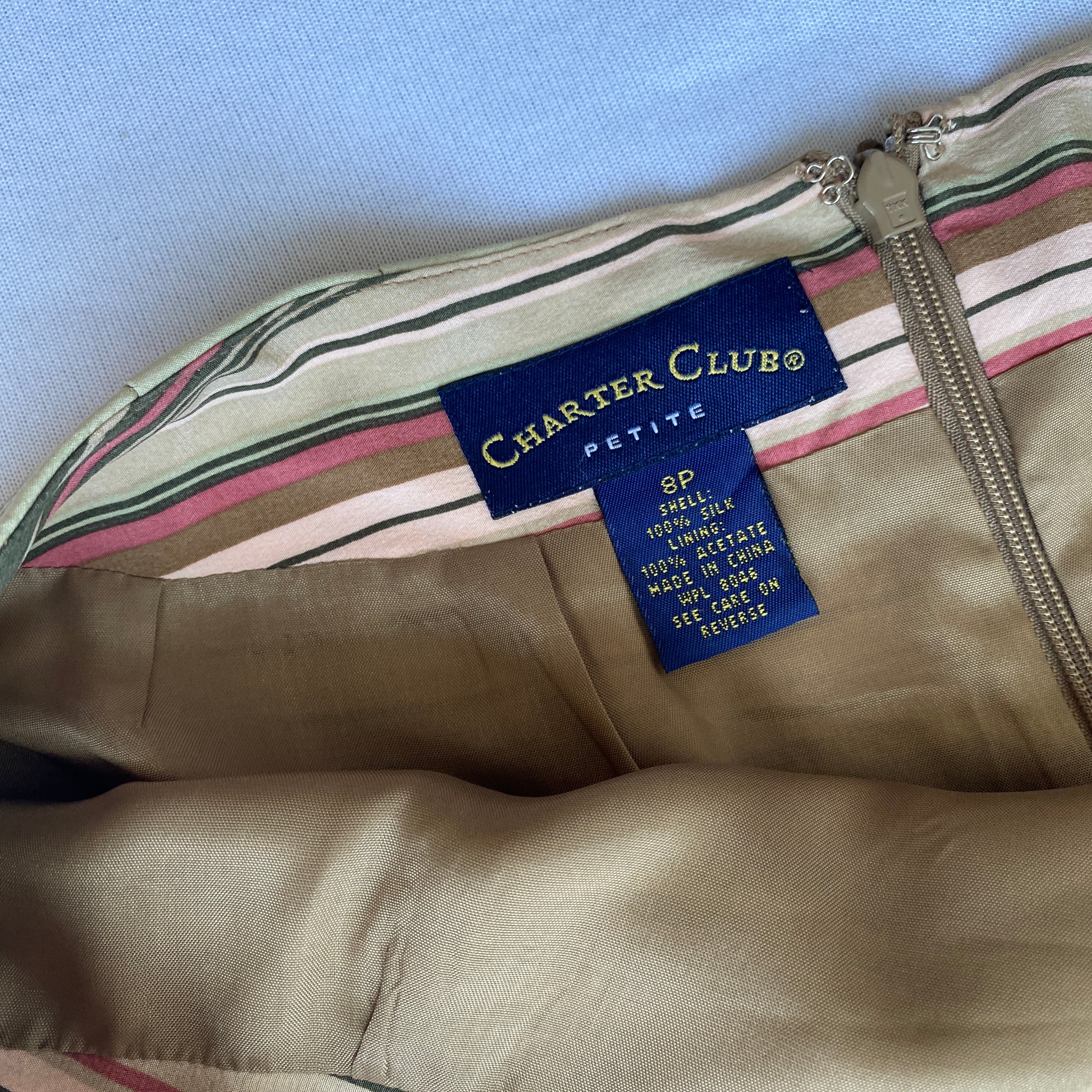 100% Silk striped mini skirt