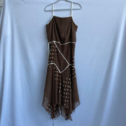 Brown / white polka dot midi