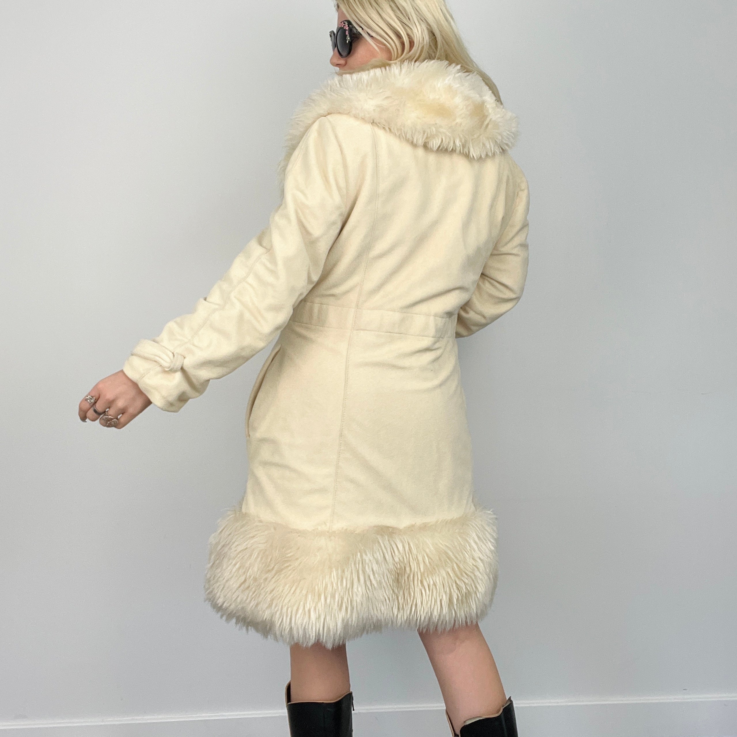90s Faux Fur Trench Coat