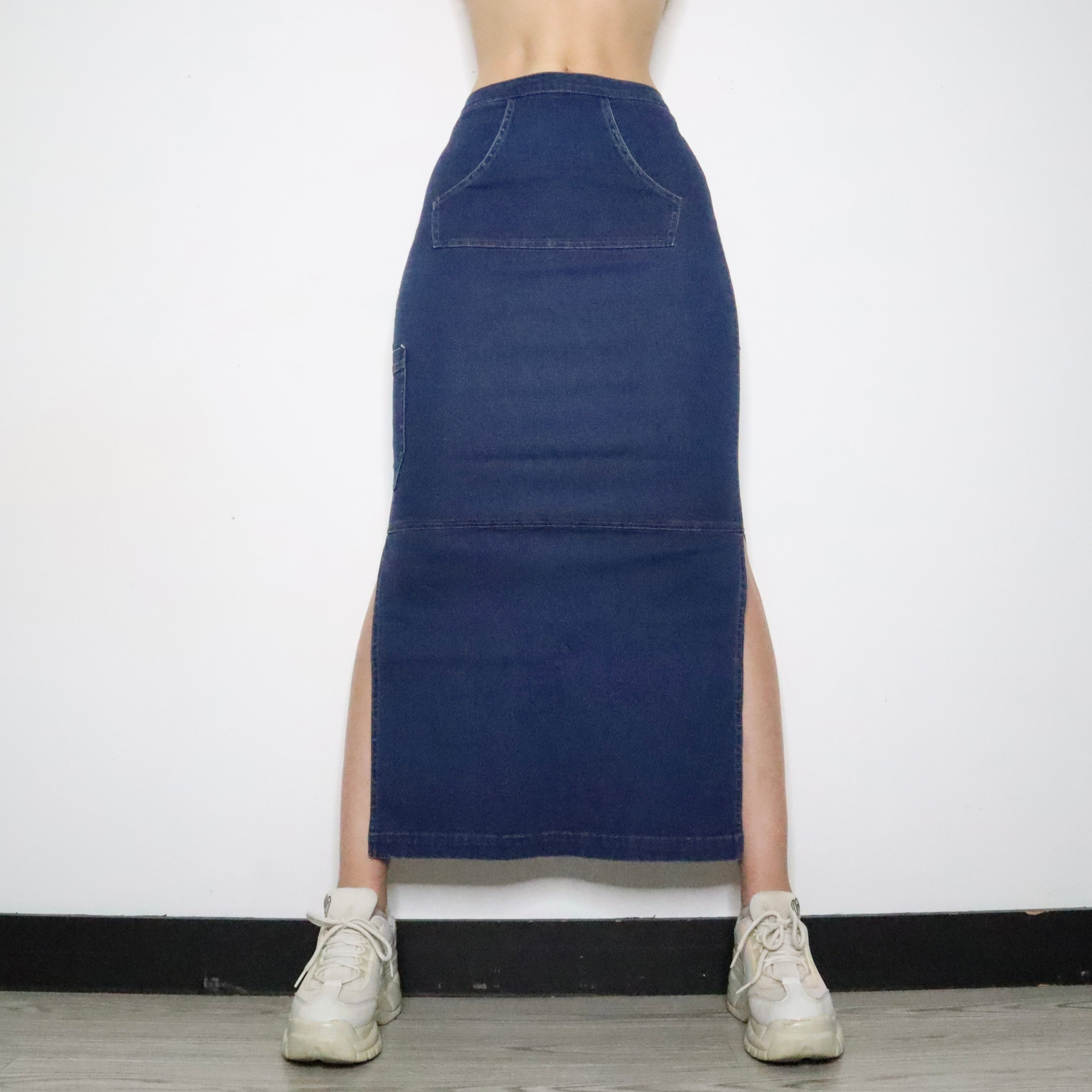 Denim Cargo Maxi Skirt (XS-S)