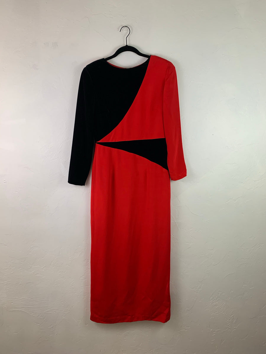 Red geo formal dress