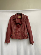 wine red leather jacket