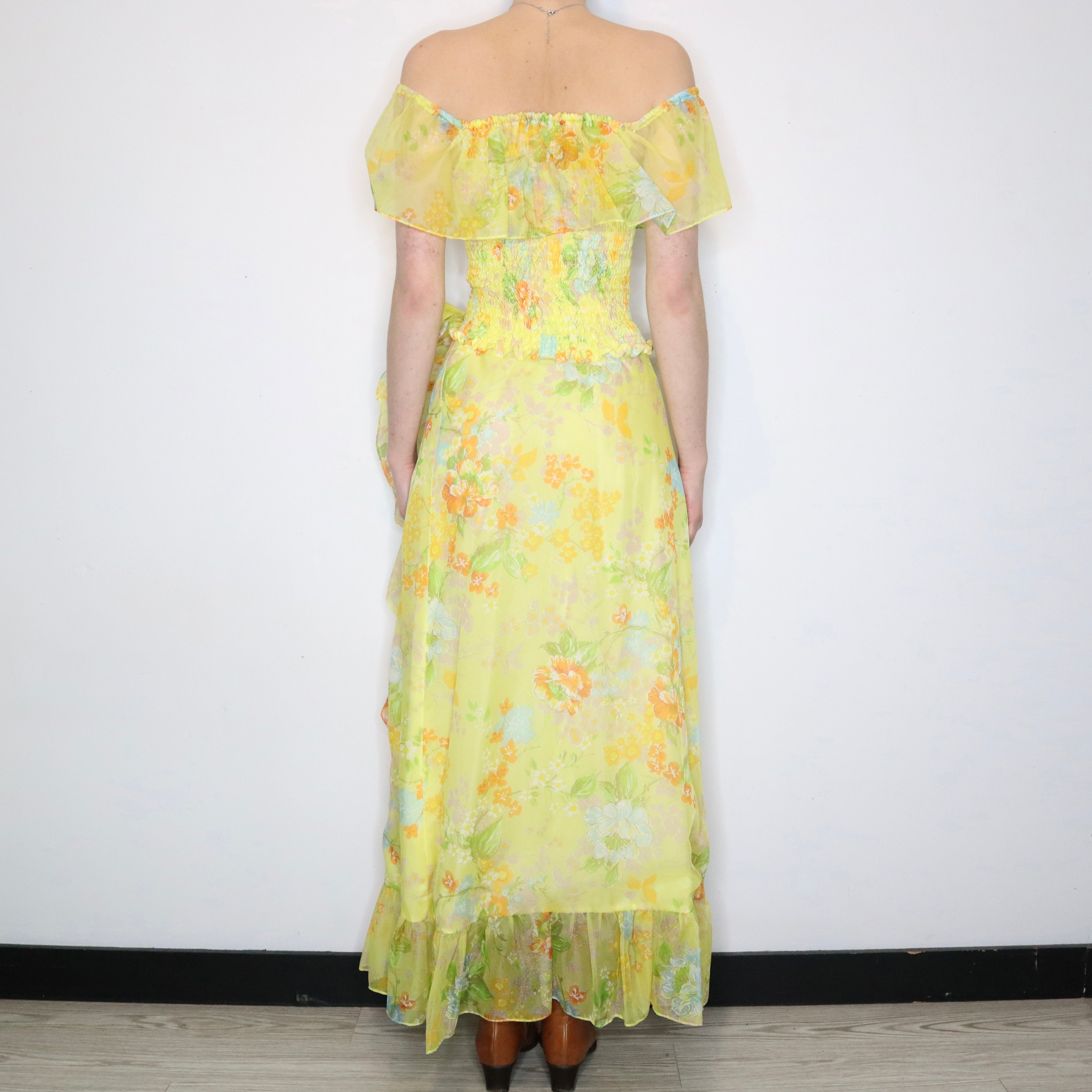 Yellow Floral Chiffon Set (XS-S)