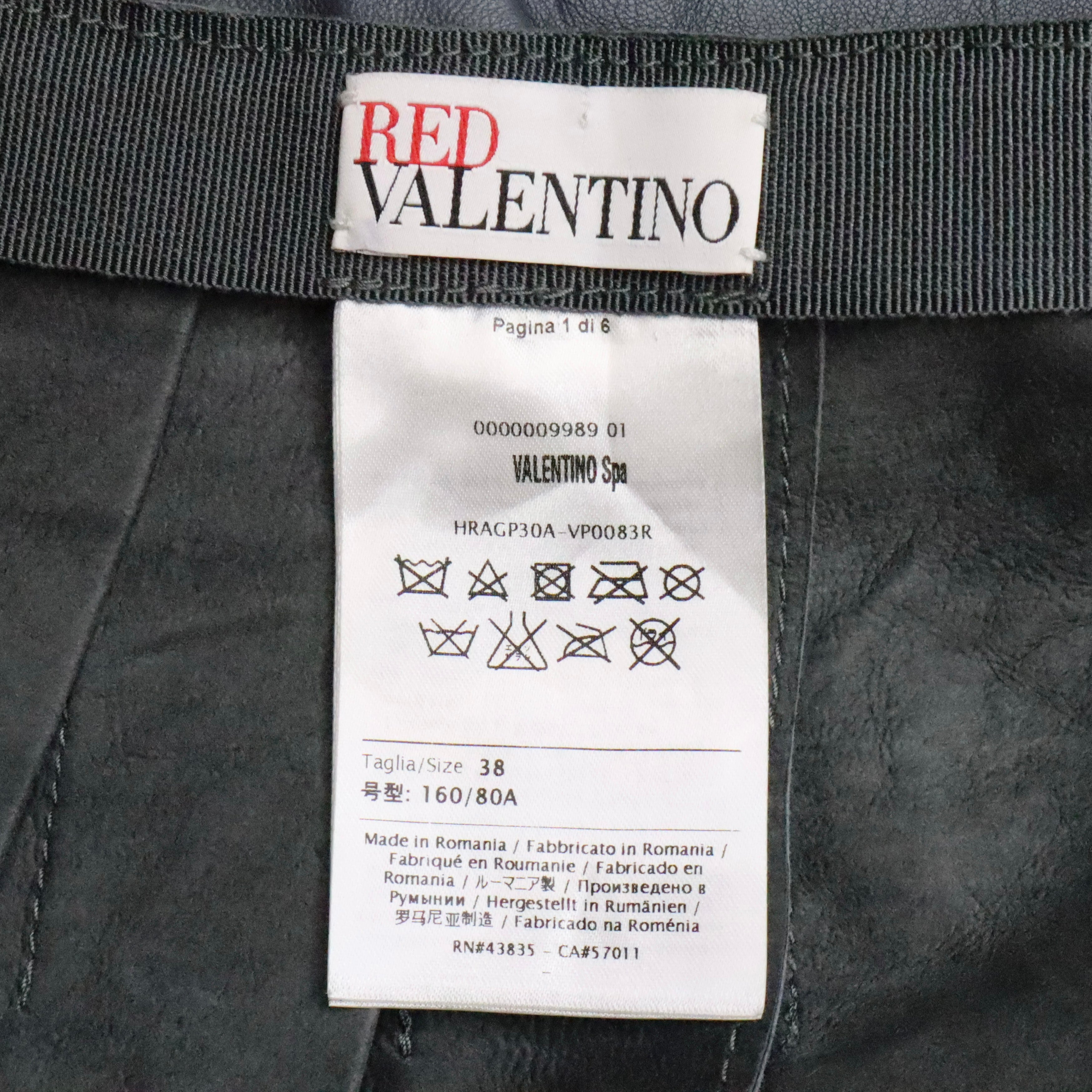 Valentino Grey Leather Skirt (Small)