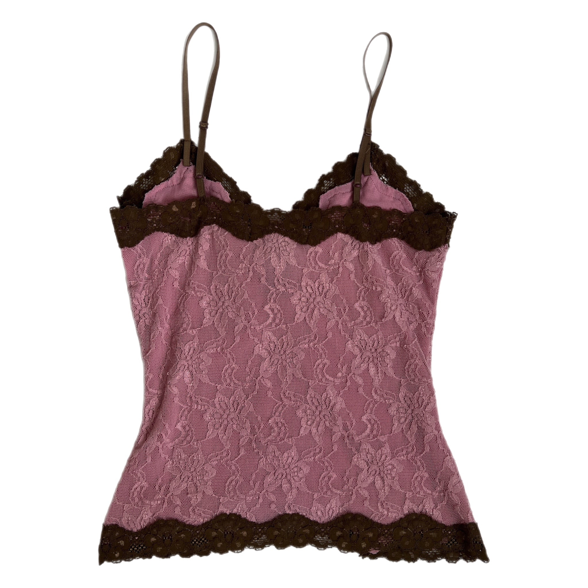 00s pink & brown lace cami