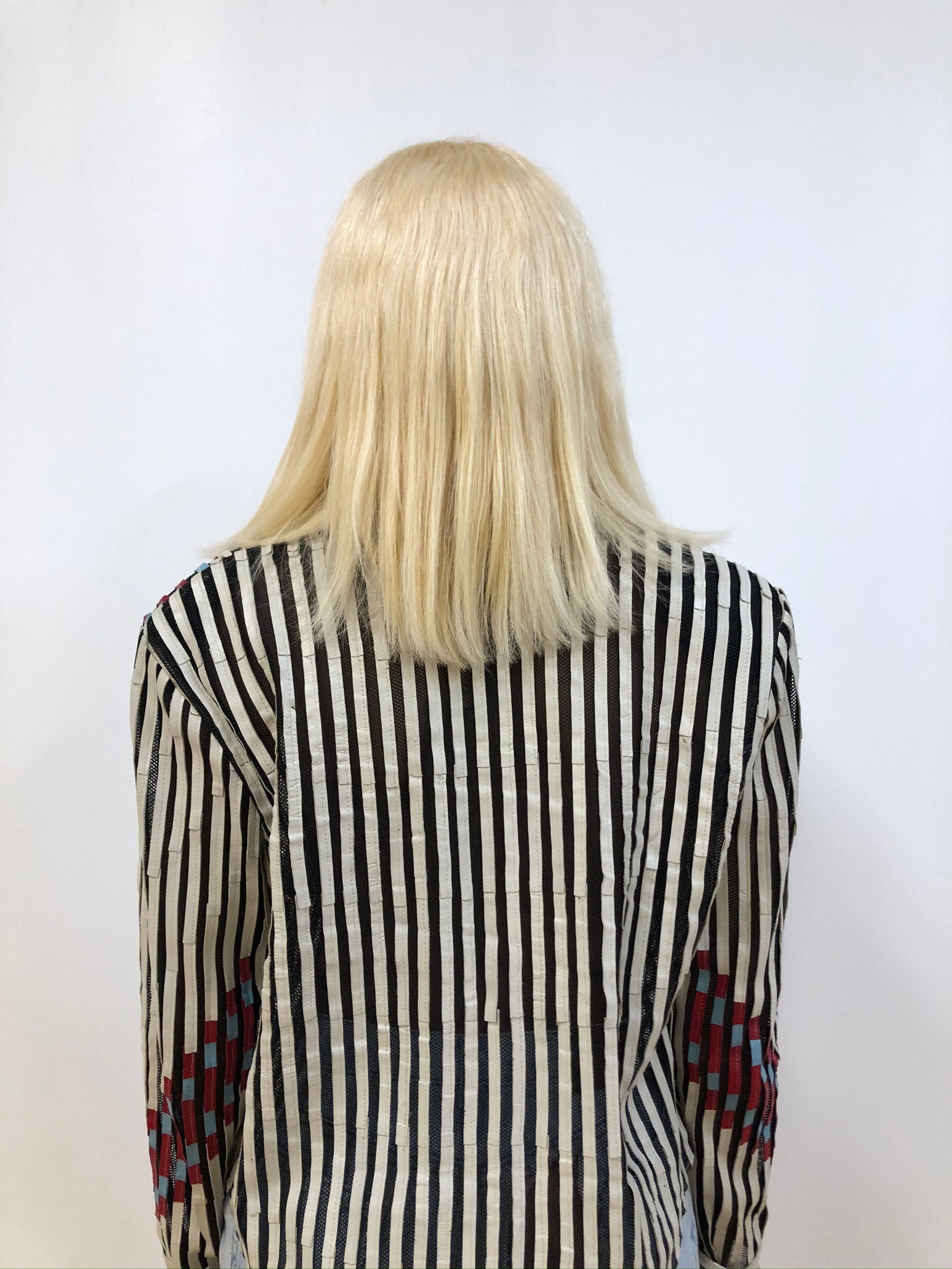 Leather and Mesh Stripe Jacket