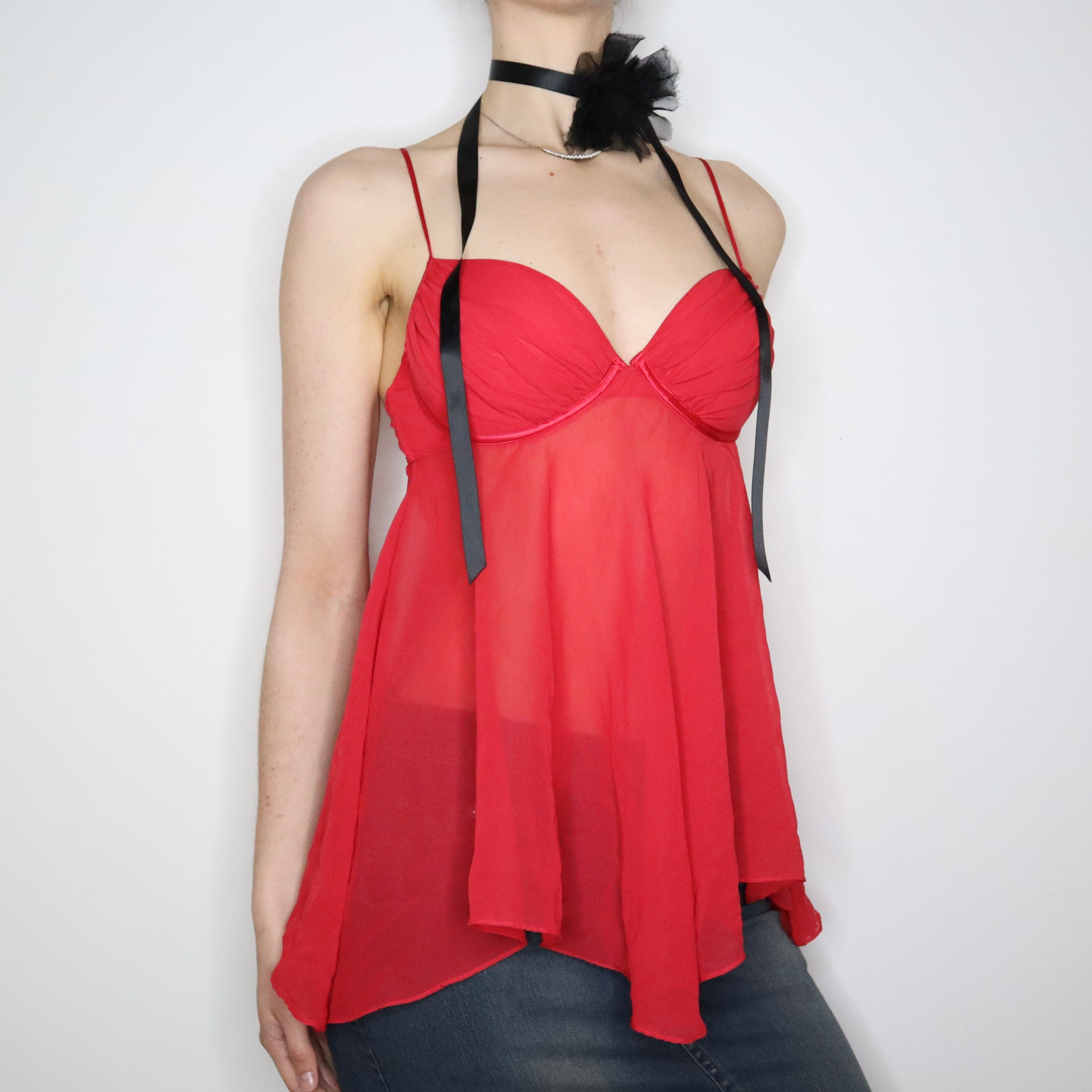 Y2K Red Fairy Babydoll Bustier (M)