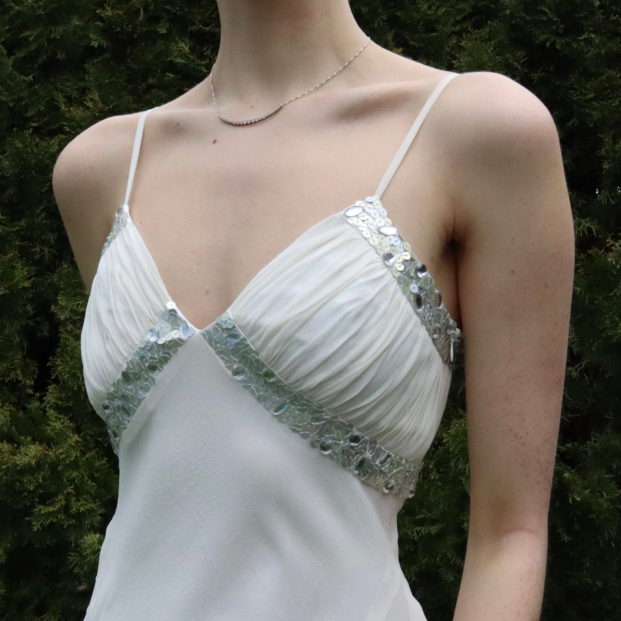 White Silk Midi Dress (Small)