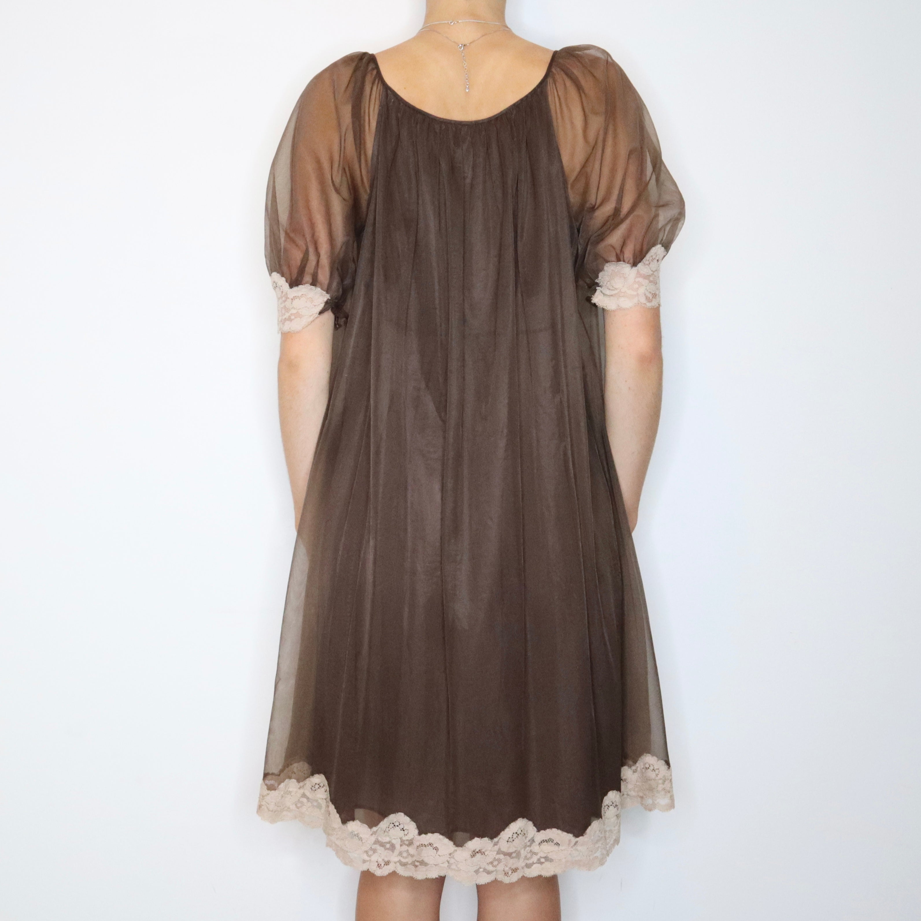 60s Brown Babydoll Nightgown (L)