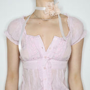 Petal Pink Milkmaid Blouse (S-M) 