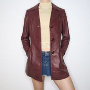 Burgundy Italian Leather Jacket (Small)