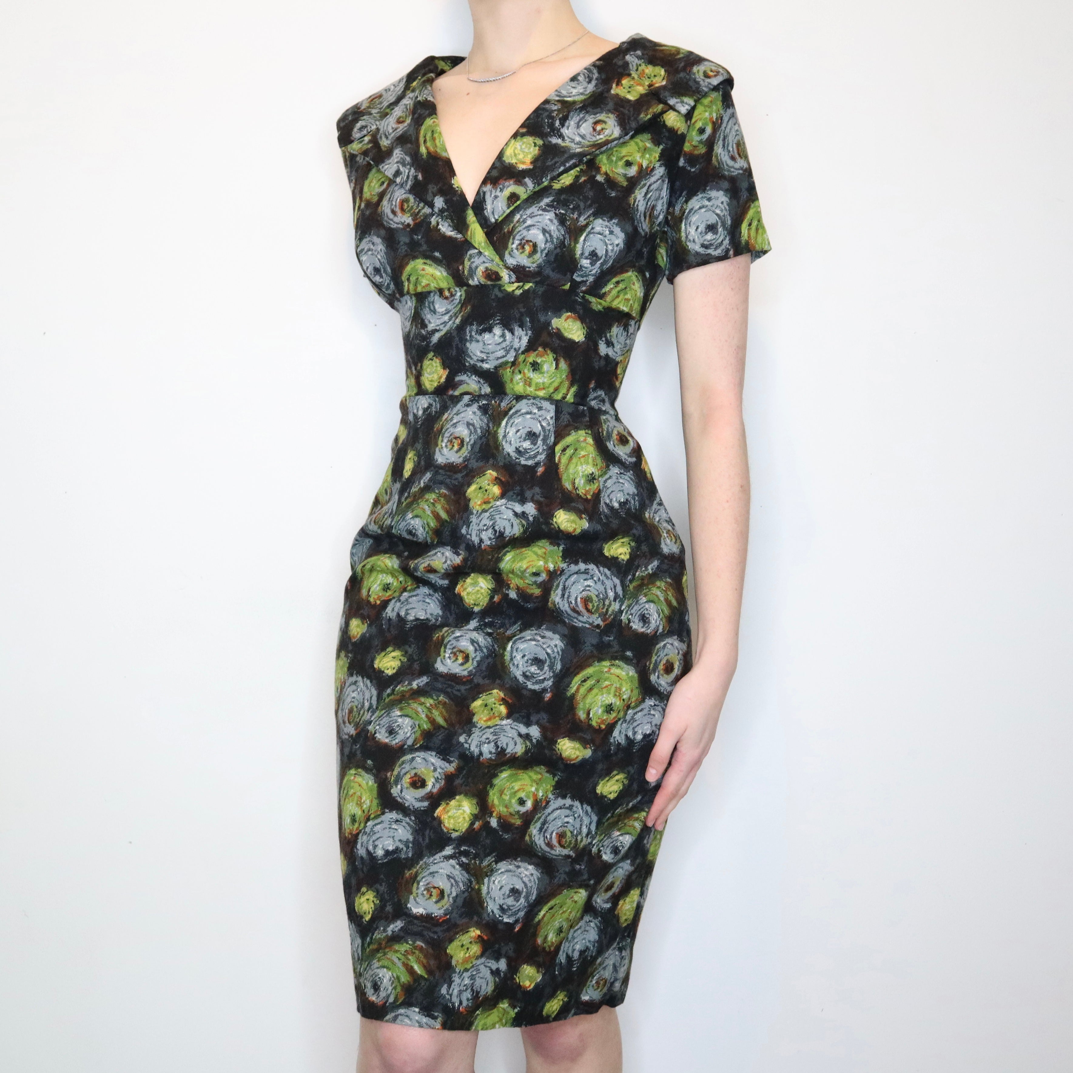 Abstract Print Sheath Dress (S)
