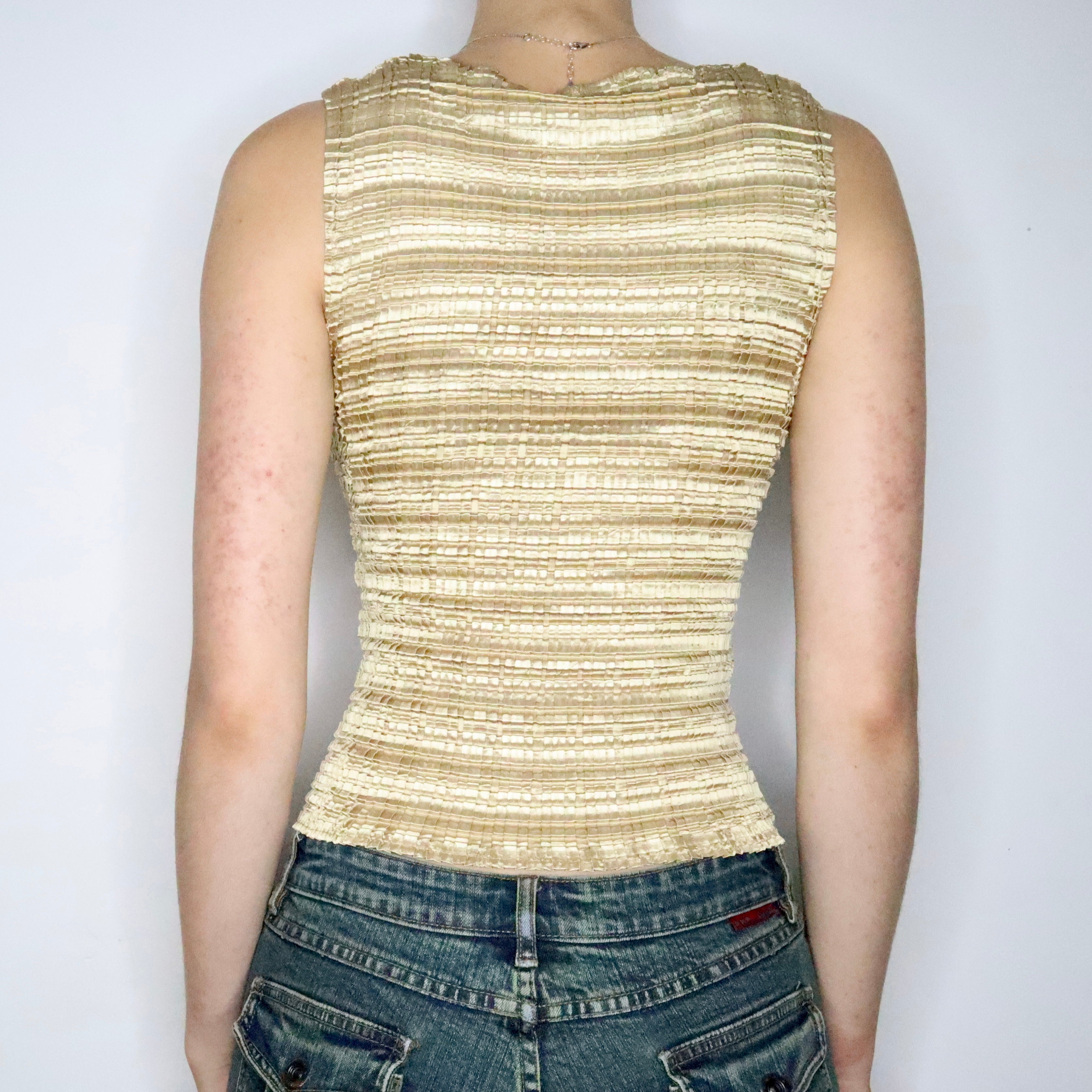 Gold Textured Sleeveless Top (S-M)