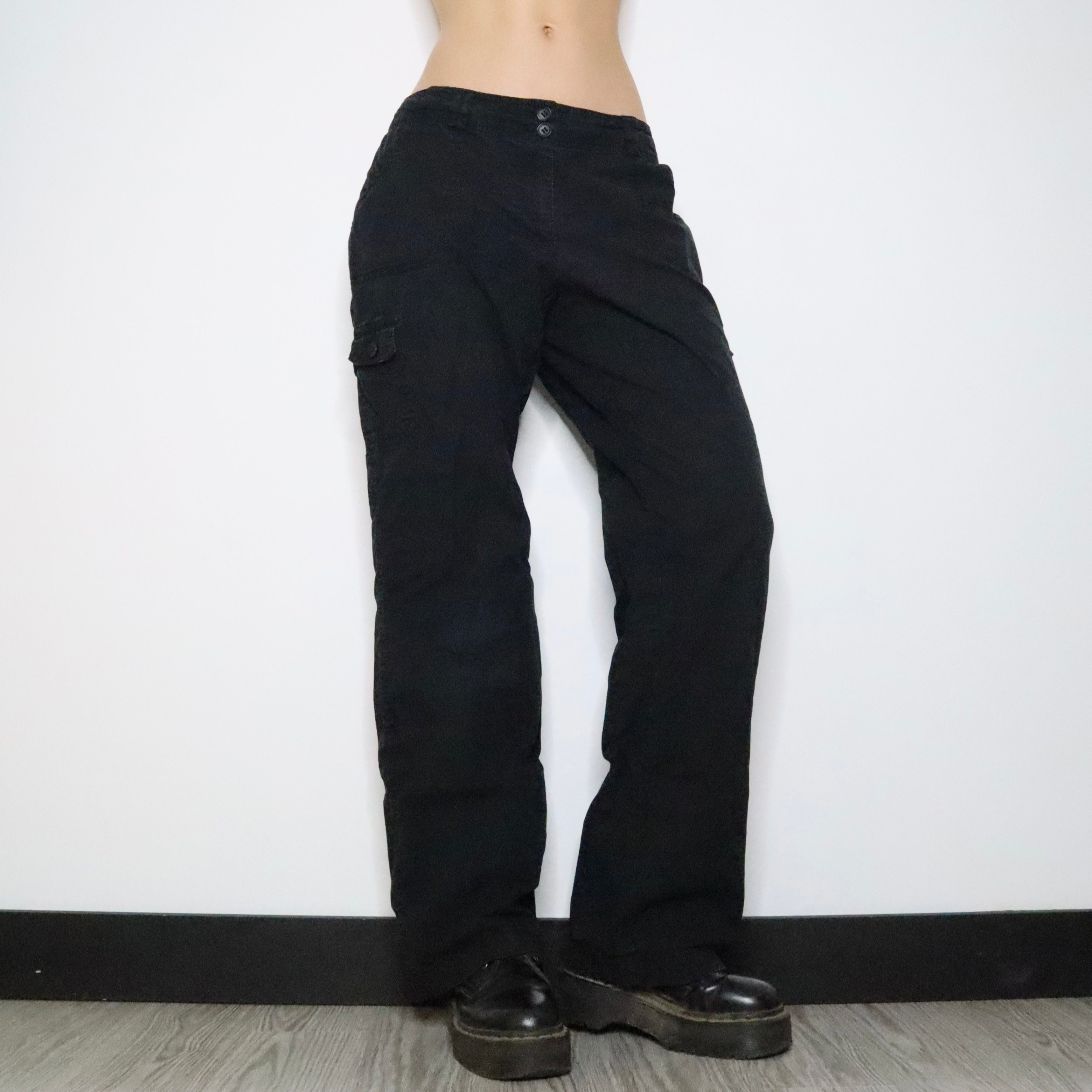 Baggy Black Cargo Pants (Medium)