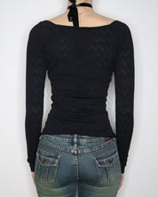 Black Pointelle Long Sleeve (S-M) 
