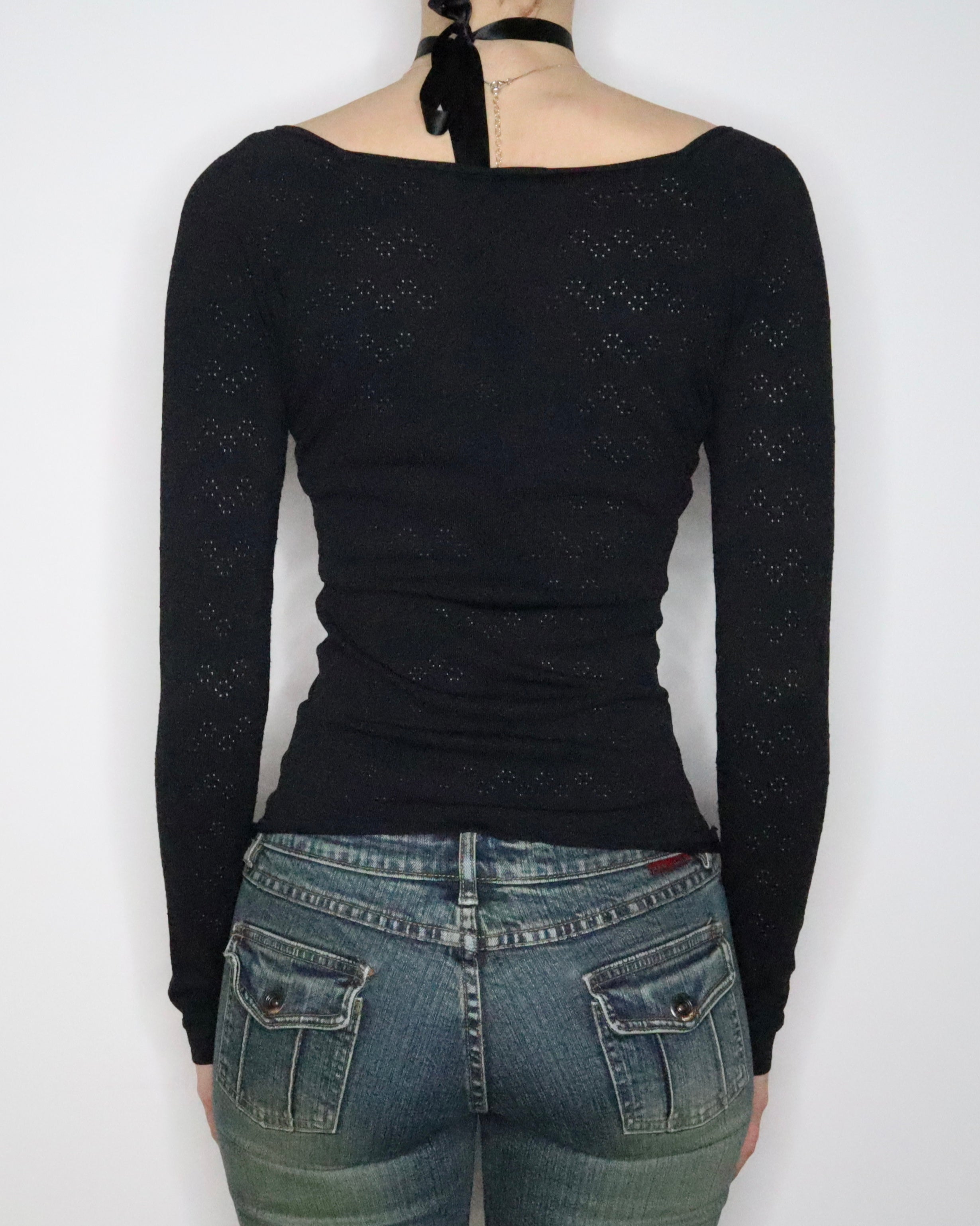 Black Pointelle Long Sleeve (S-M) 
