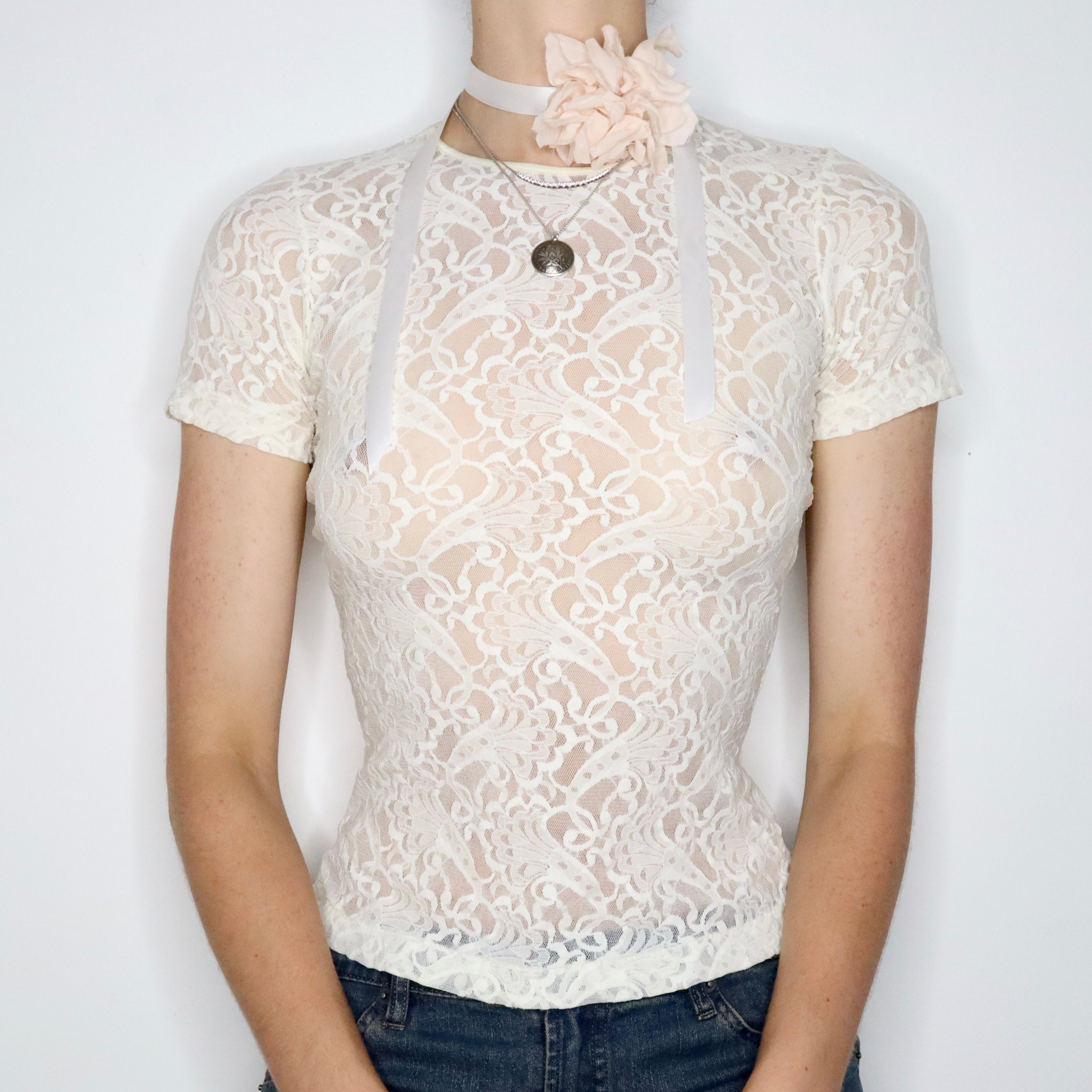 Cream Lace Baby Tee (Small) 