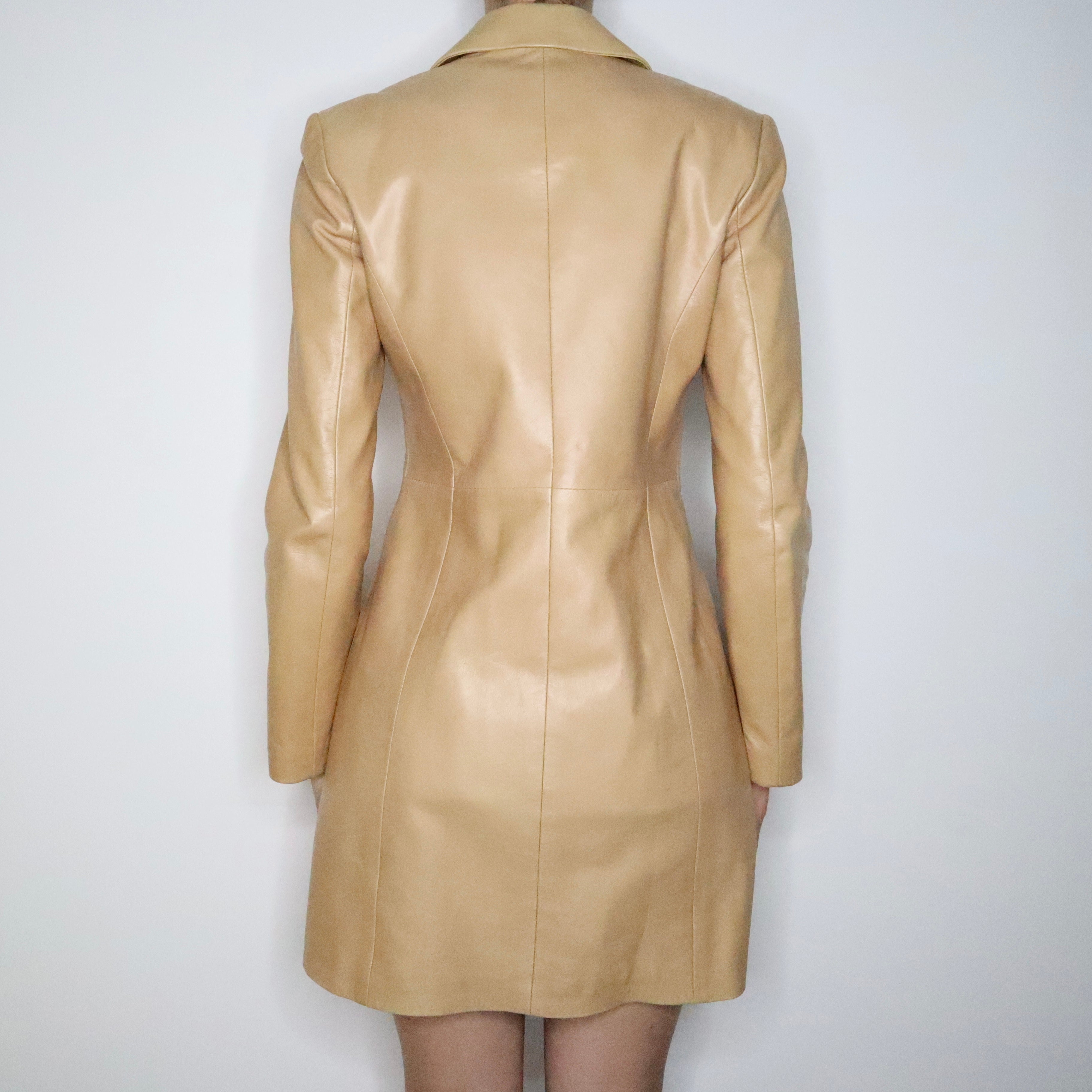 Long Tan Leather Jacket (Small)