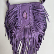 Vintage purple leather fringe purse