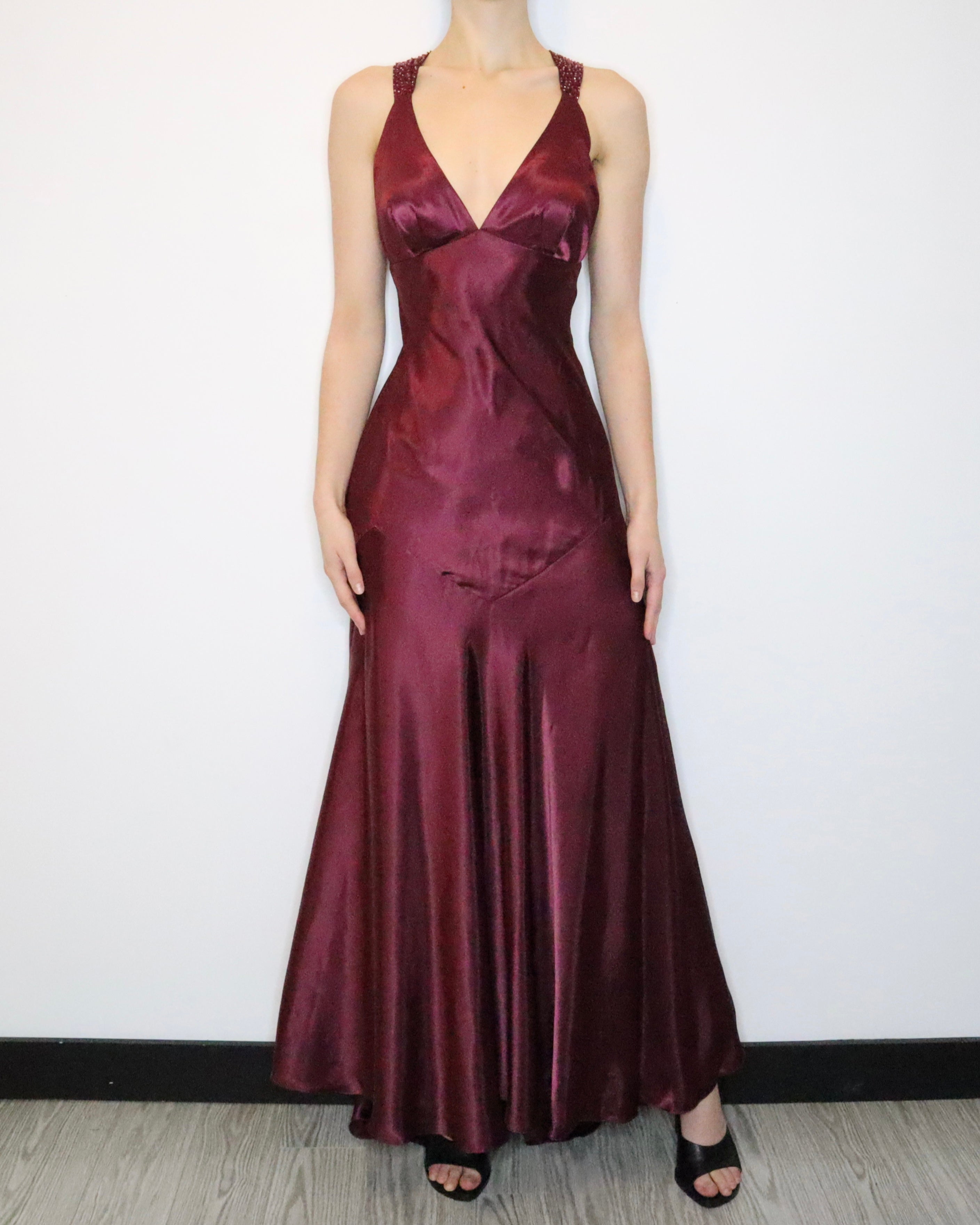 Merlot Satin Gown (S-M) 