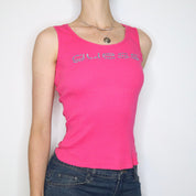 Guess Pink Diamanté Tank Top (Small) 