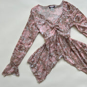y2k asymmetrical floral top