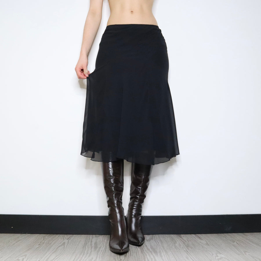 Esprit Flowy Black Midi Skirt (Small) 