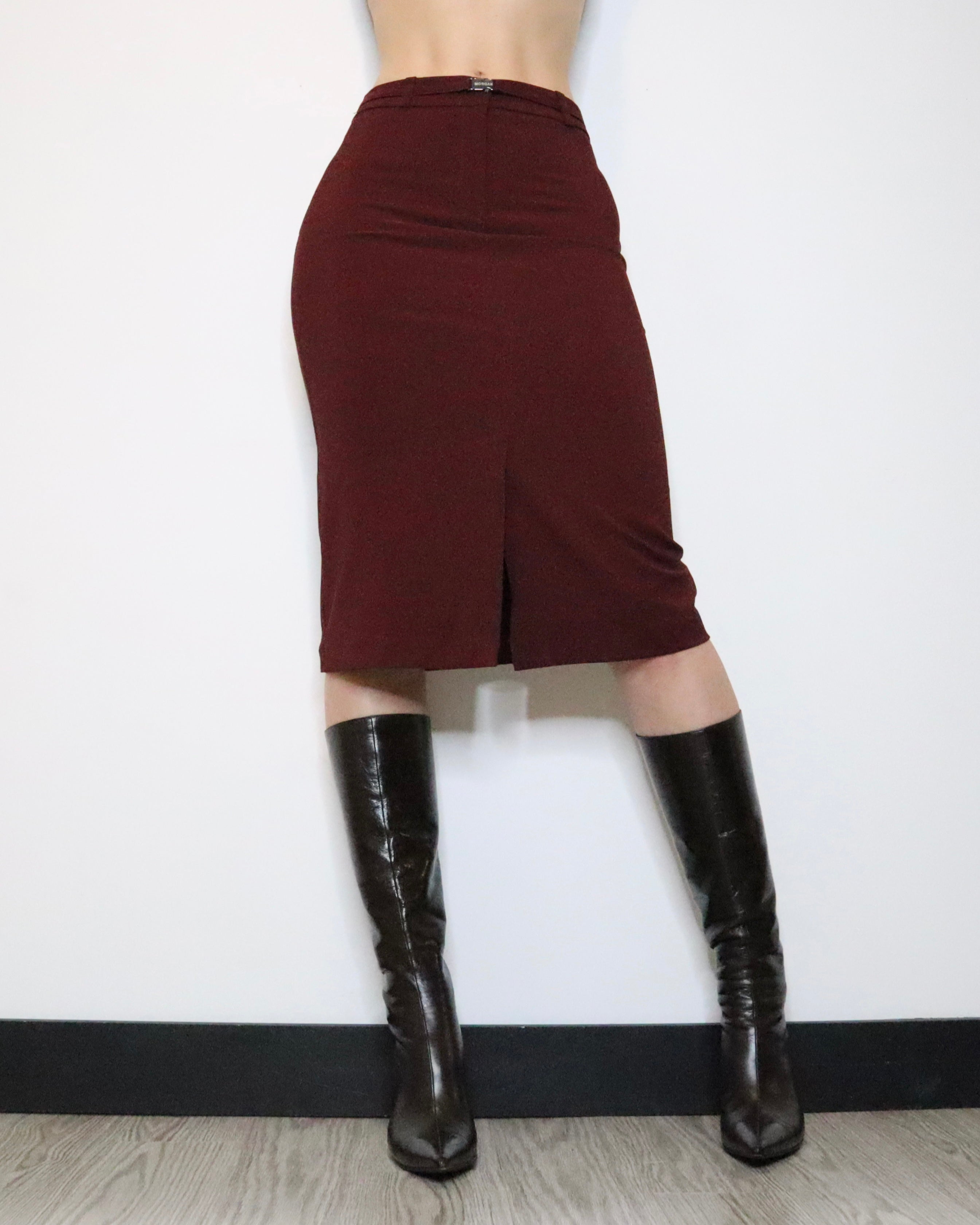 Morgan De Toi Burgundy Pencil Skirt (Small) 