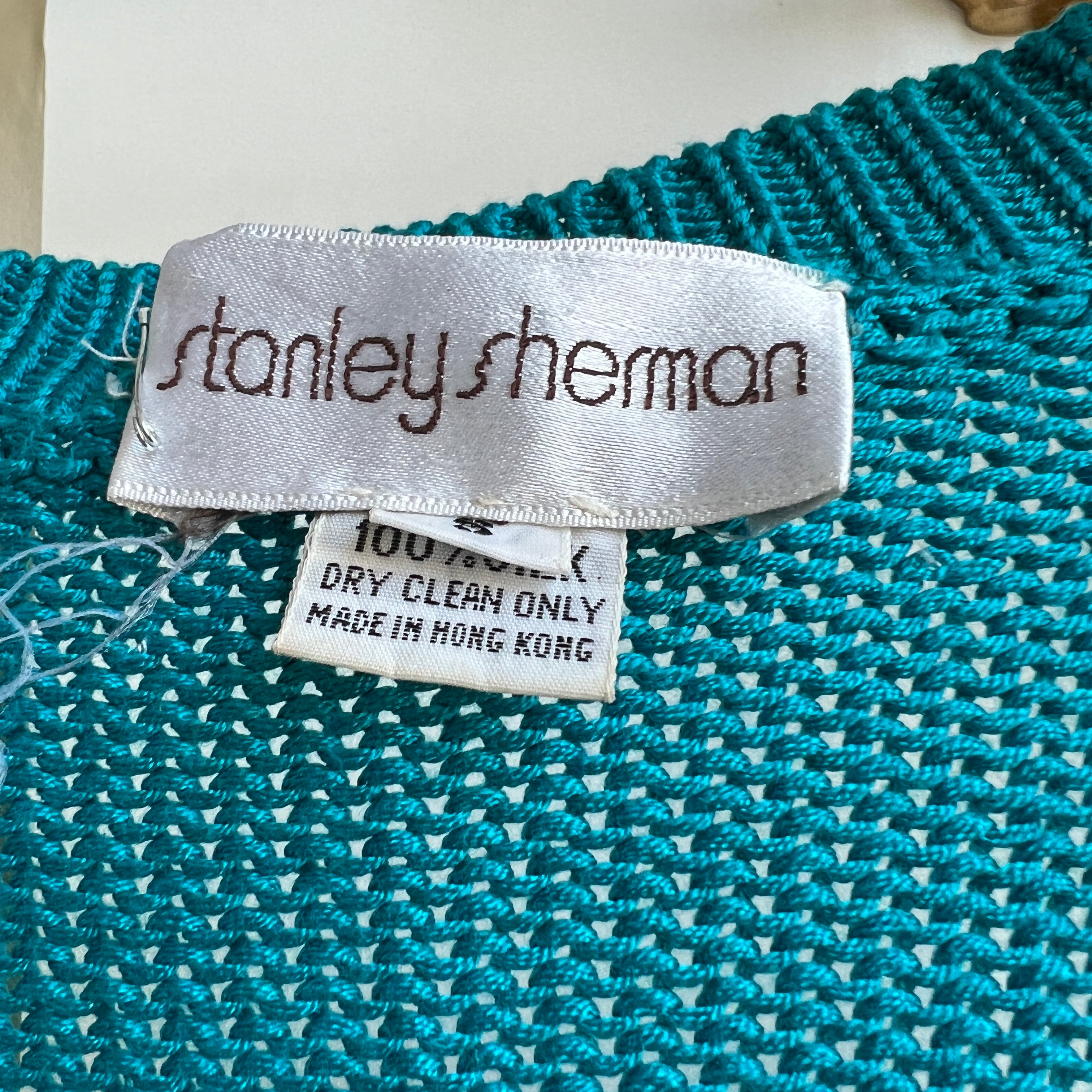 teal silk sweater set