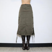Khaki Cargo Maxi Skirt (Small) 