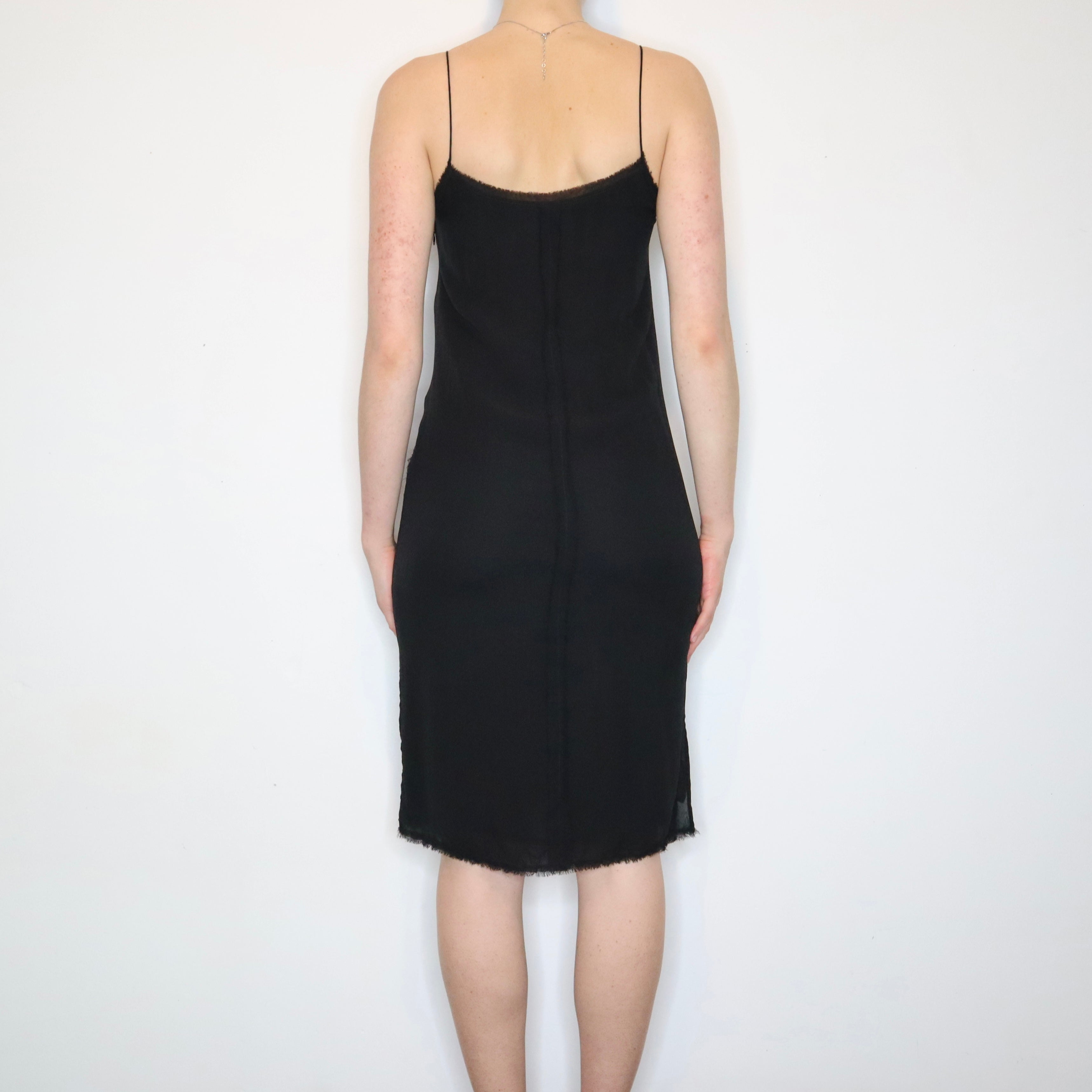 Black Silk Midi Dress (XS)