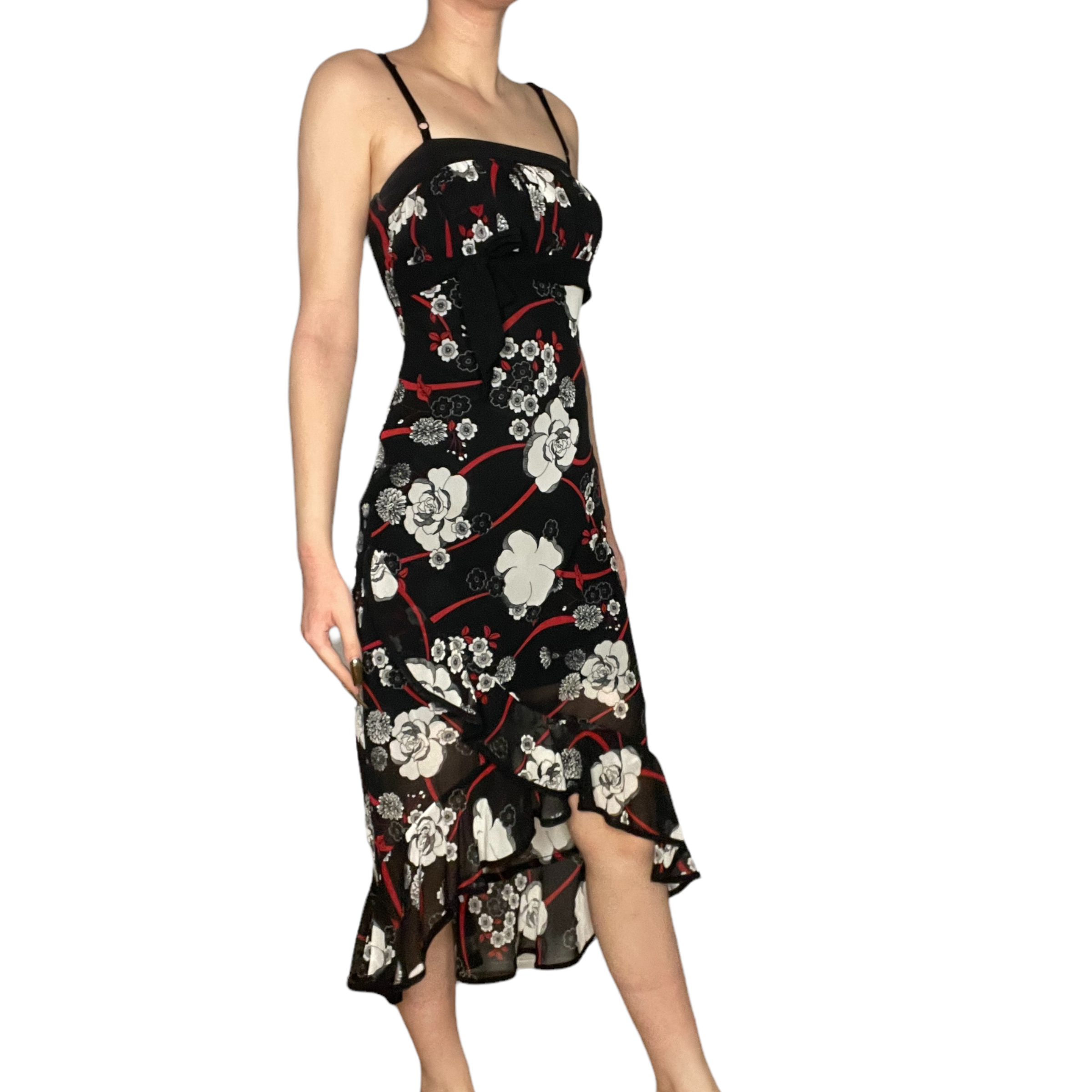 Black and red floral dress