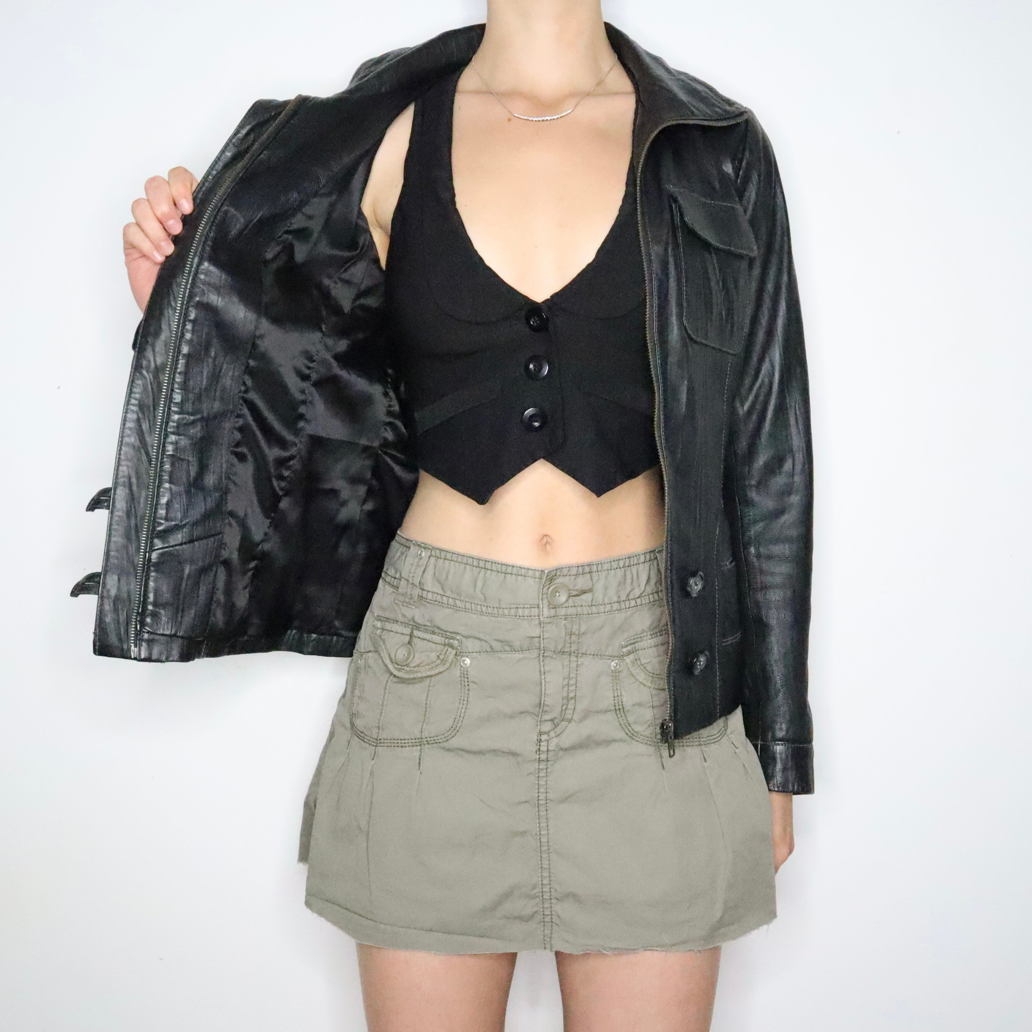 Black Leather Moto Jacket (Small)