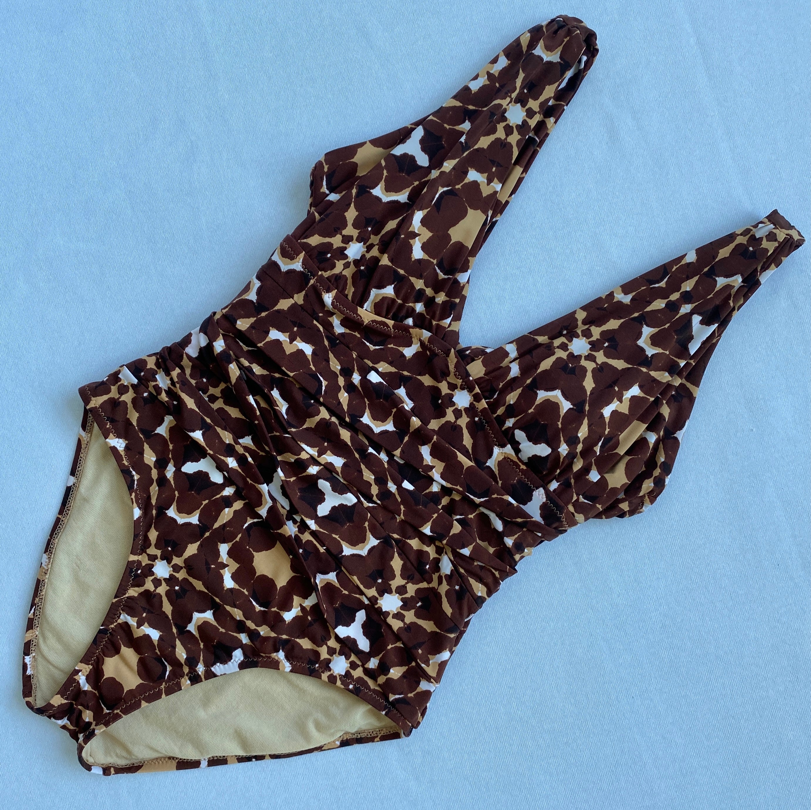 Abstract brown print swimsuit