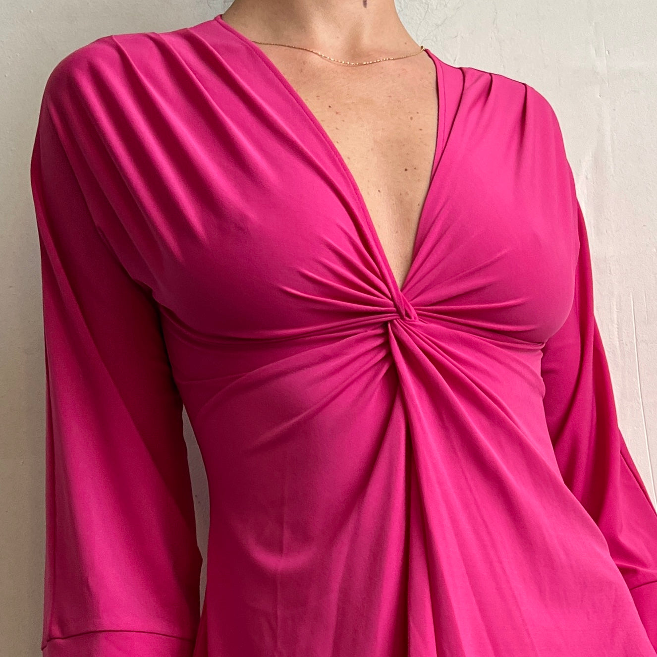 Fuchsia twist front dress