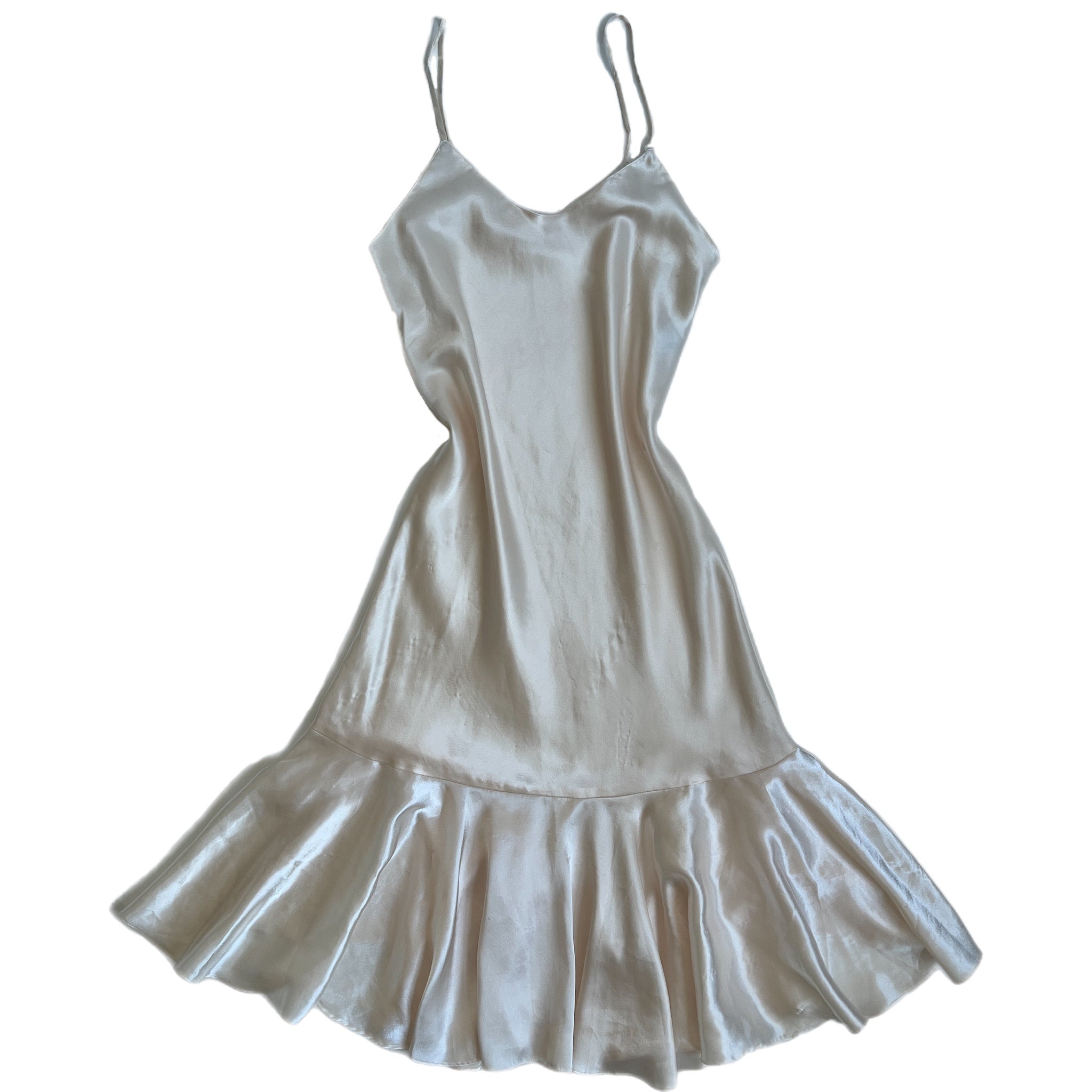 Vintage satin ivory midi slip