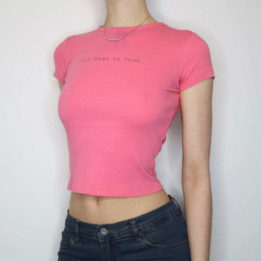 French Connection Pink Baby Tee (Small)