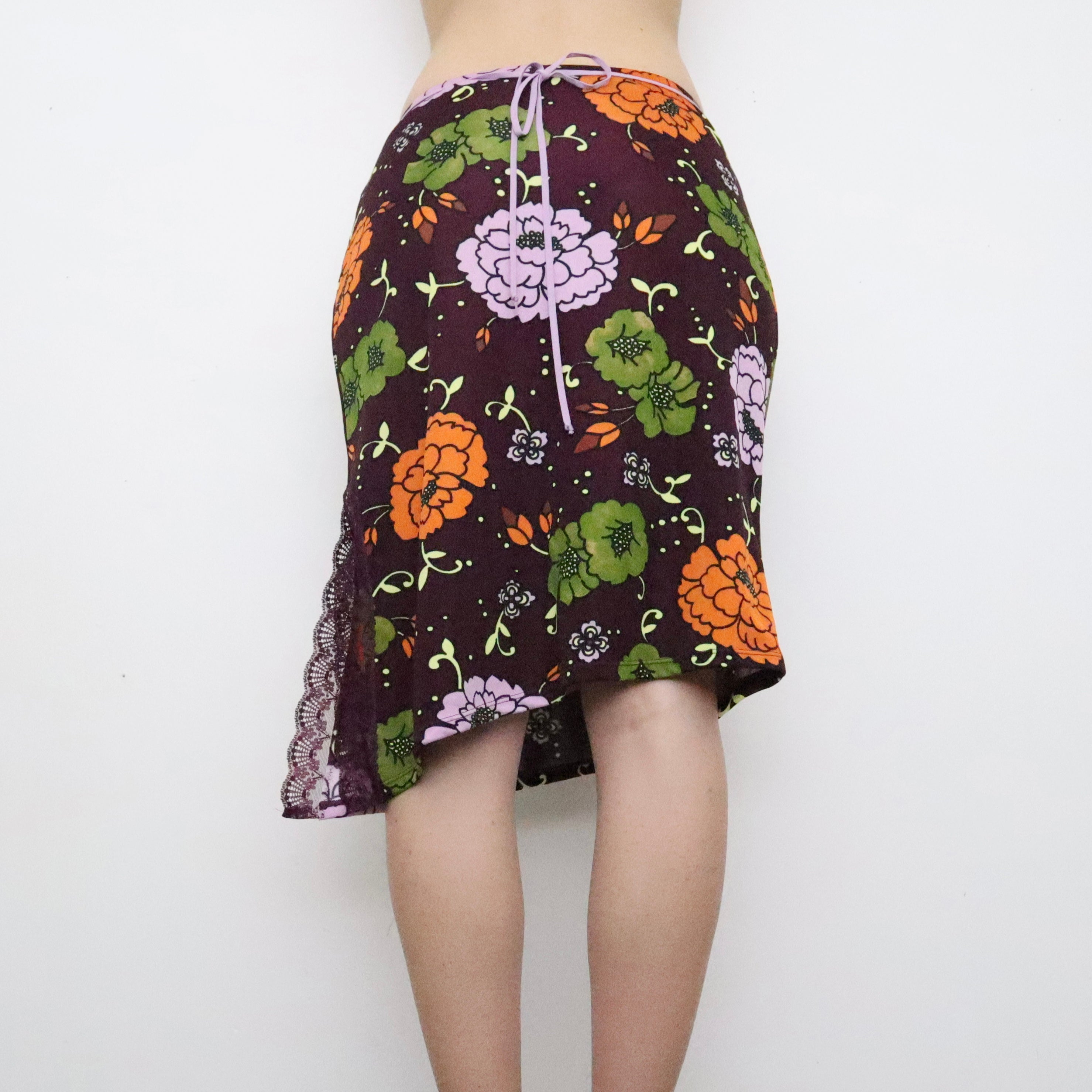 Floral Asymmetrical Midi Skirt (Small)