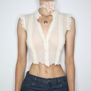 Guess Cream Mesh Blouse (S-M) 