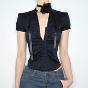 Black Hook and Eye Blouse (XS-S) 