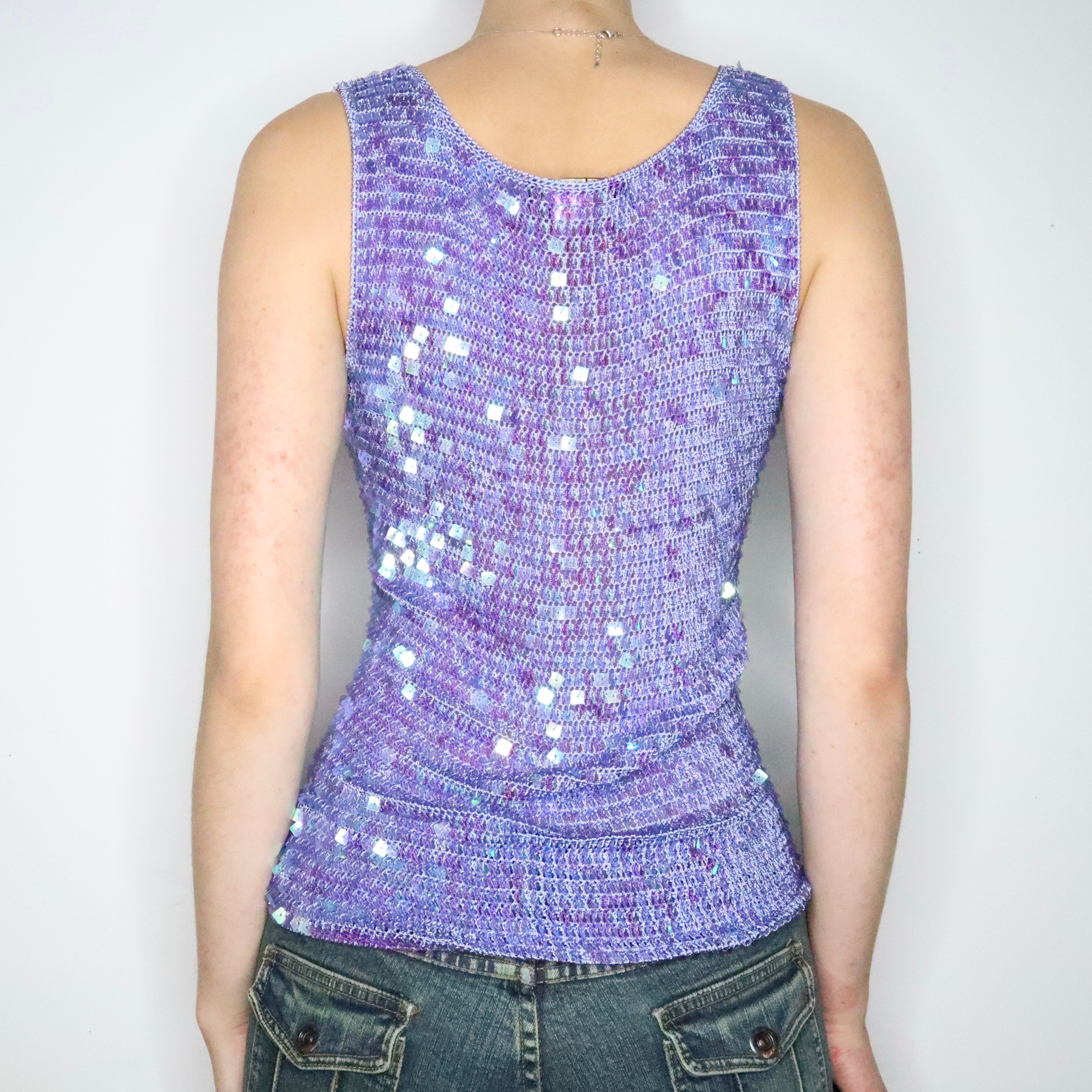 Iridescent Blue Sequin Tank Top (M-L)