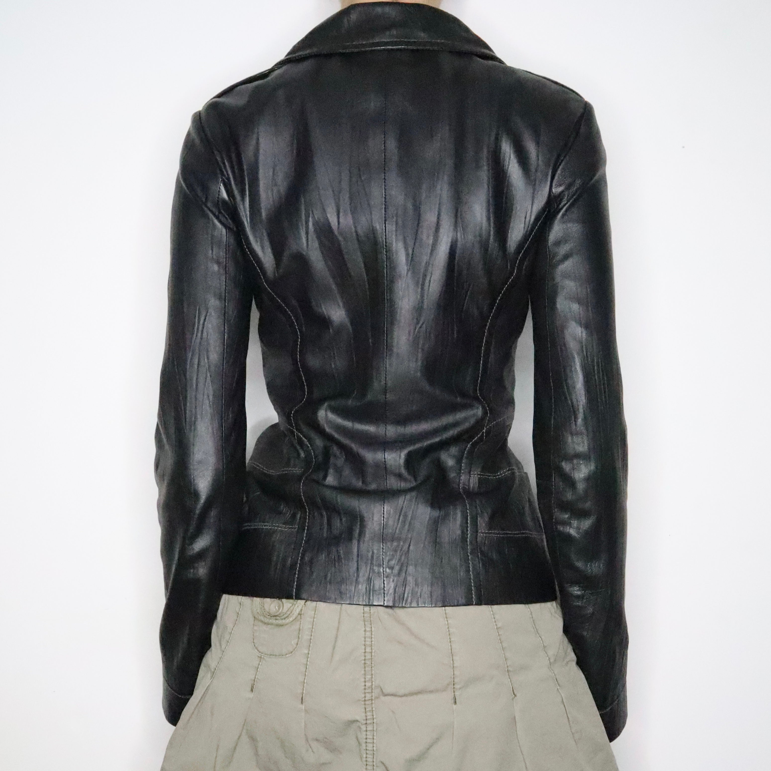 Black Leather Moto Jacket (Small)
