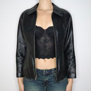 Black Leather Moto Jacket (Small)
